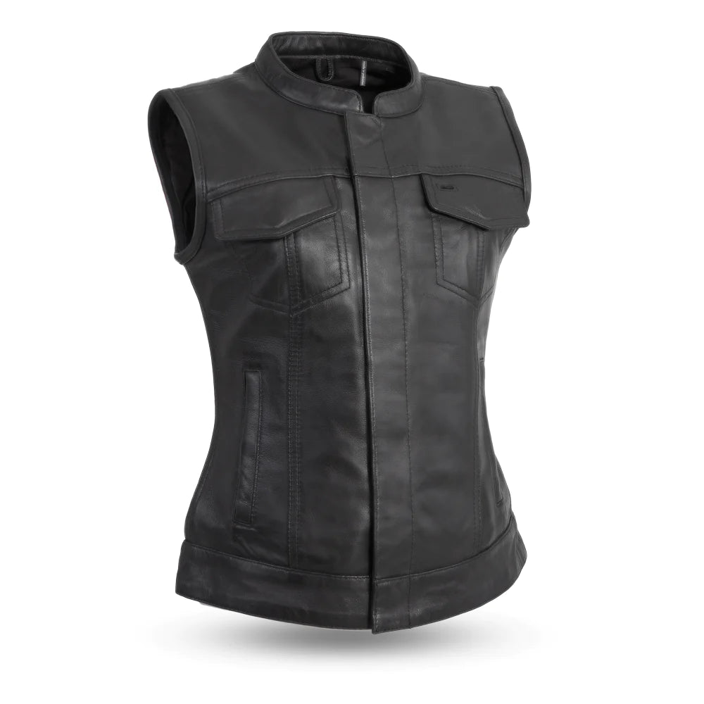 FIRSTMFG-Womens Leather Club Style Vest- Ludlow