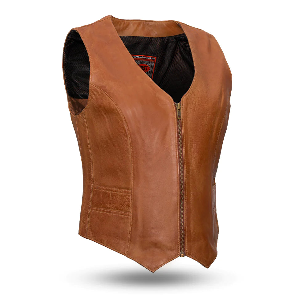 FIRSTMFG-Women's V-neck vest w/center zipper (2 colors) - Savannah