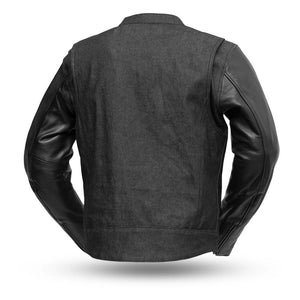 Men's Jacket featuring Raw Denim/Leather Sleeves - BOULEVARD