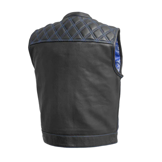 FIRST MFG Downside- Black/Royal Blue leather Vest