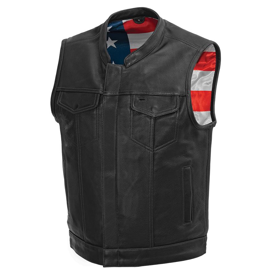 FIRSTMFG-1.1-1.2 mm Club Style Vest - BORN FREE (Red or Black Stitching)