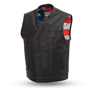 FIRSTMFG-1.1-1.2 mm Club Style Vest - BORN FREE (Red or Black Stitching)